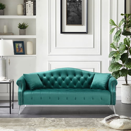 Contemporary Green Velvet Sofa Couch with Curved Kuwait Ubuy