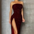 thumbnail image 5 of Formal Dresses for Women Women's Strapless Slit Sequin Evening Dress Wedding Guest Dresses for Women A L, 5 of 7