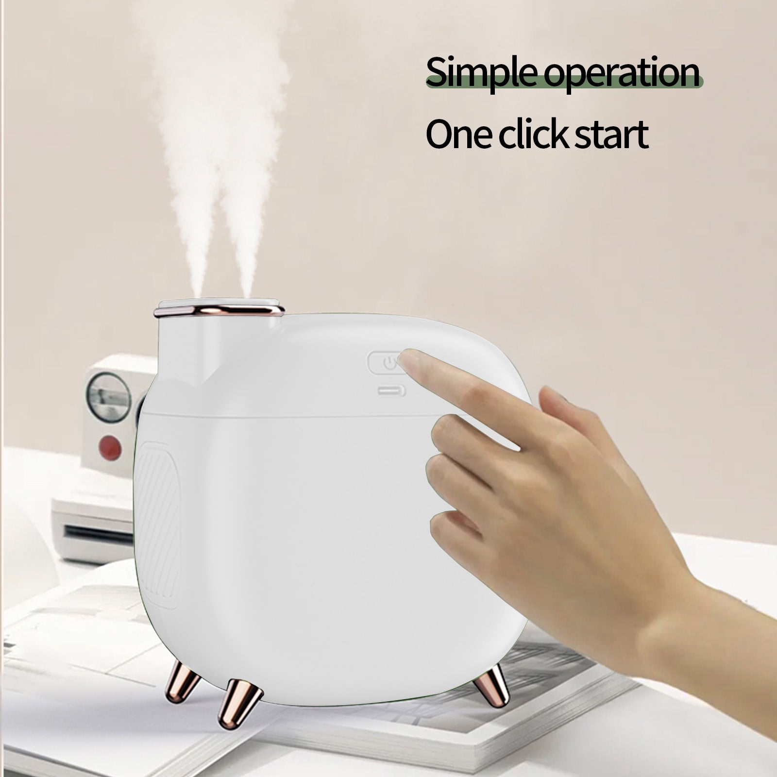 Humidifier Large Room,Mini Quiet Cute Dual Nozzle Desktop USB Cool Mist Humidifier (White),Air Humidifier for Home Baby Nursery & Plants