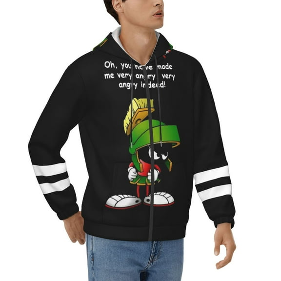 Unisex Marvin the Martian Zip Up Hoodie With Pocket Graphic Pullover Hooded Sweatshirt Long Sleeve Teens Jacket