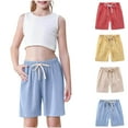 thumbnail image 4 of ITSAME Girls Casual Shorts, Lightweight Elastic Waist Loose Fit Summer Cotton Linen Athletic Shorts 4-Piece Yellow 4T, 4 of 9