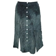 Mogul Women's Vintage Skirt Blue Embroidered Button Front Sexy Skirts