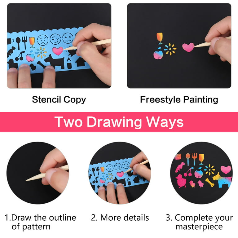 HEQUSIGNS 2Pcs Scratch Paper Art, Magic Rainbow Scratch Notebook