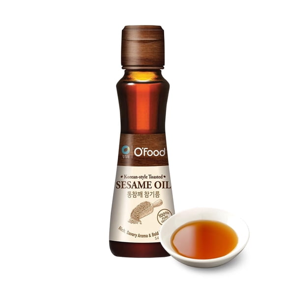 Chung Jung One O’Food Premium Sesame Oil, 5.4 Fl Oz, 100% Pure Sesame Seed Oil, Korean-Style Toasted, Rich and Nutty Flavor, Good for Cooking, Stir-fry, Noodles, Dressing, Drizzle