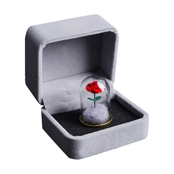 Wovilon Exquisite Rose In Glass Dome Eternal With Gift Box Red Rose Artificial Flower Lasts Forever Valentine'S Day Surprised For Her
