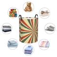 thumbnail image 3 of DouZhe Grands Paniers à Linge Pliables Imperméables, Lignes Rétro Sunburst Imprime Circular Hamper avec Poignées, 3 of 6