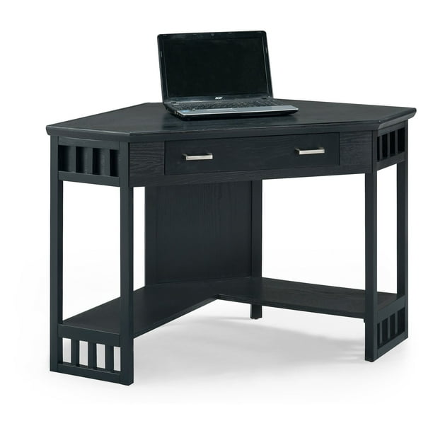 Leick Home 48 In Corner Computer Writing Desk Black Corner Computer Writing Desk Black