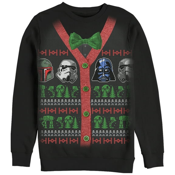 Men's Star Wars Ugly Christmas Villain Helmet Sweatshirt Black X Large