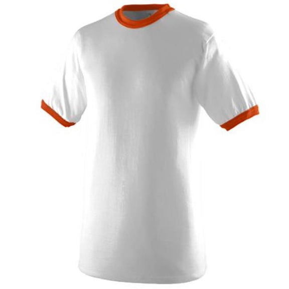 710A Ringer T-Shirt, White & Orange - Large