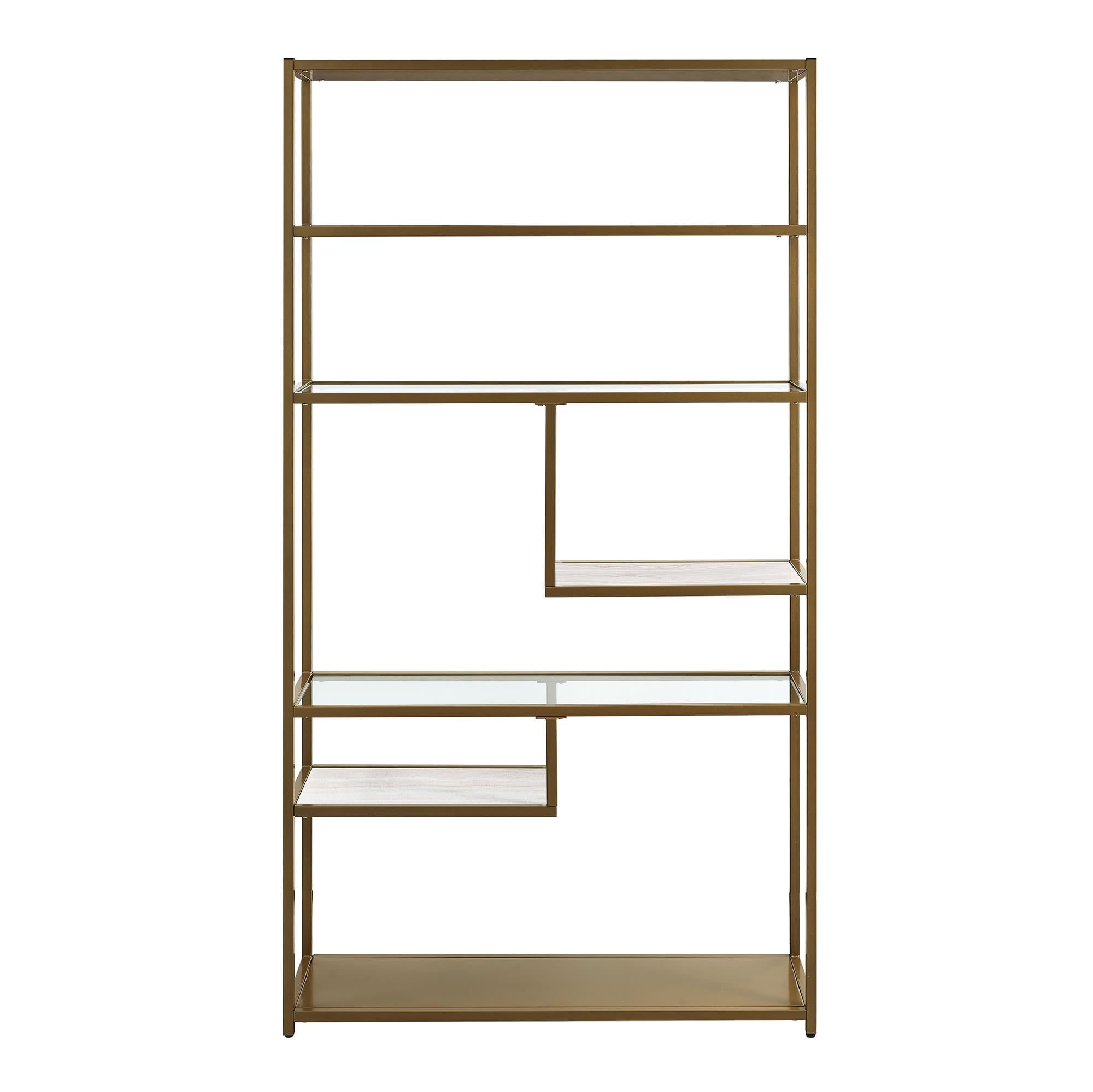 DHP Moriah Bookcase Etagere, Living Room & Home Office, Brass