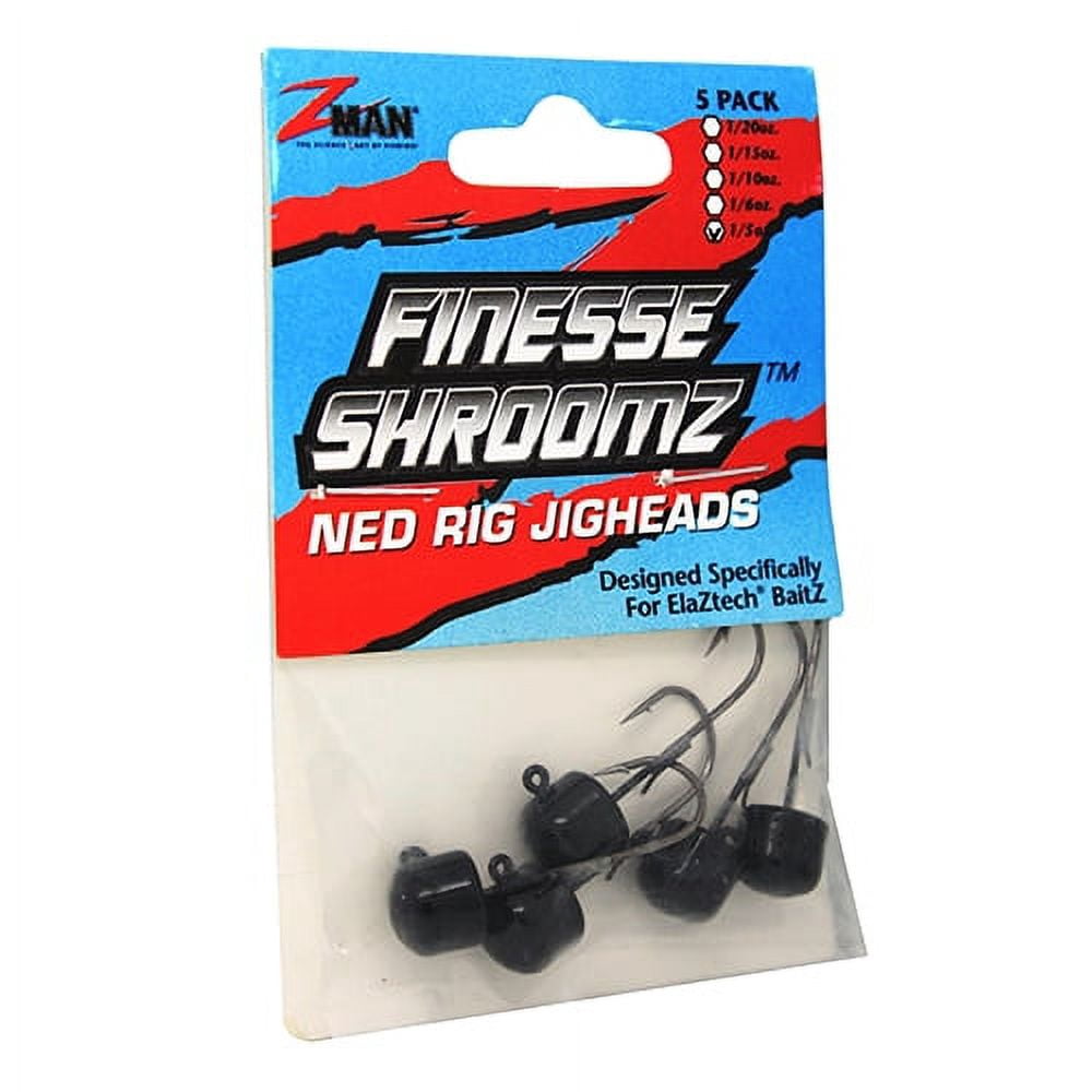 (3 pack) Z-Man Finesse Shroomz Jig Head, 1/5 oz Black