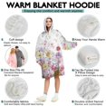 thumbnail image 5 of Wearable Oversized Blanket,Pioneer Flower Floral Print Pattern Wearable Blanket Hoodie for Adults,Cozy Hooded Blankets with Super Pockets,Super Warm Fuzzy Pullover for Women & Men, 5 of 6