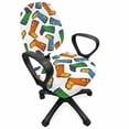thumbnail image 1 of Cartoon Office Chair Slipcover, Colorful Rain Boots Cloudy Weather Autumnal Illustraiton, Protective Stretch Decorative Fabric Cover, Standard Size, Marigold Sky Blue, by Ambesonne, 1 of 5