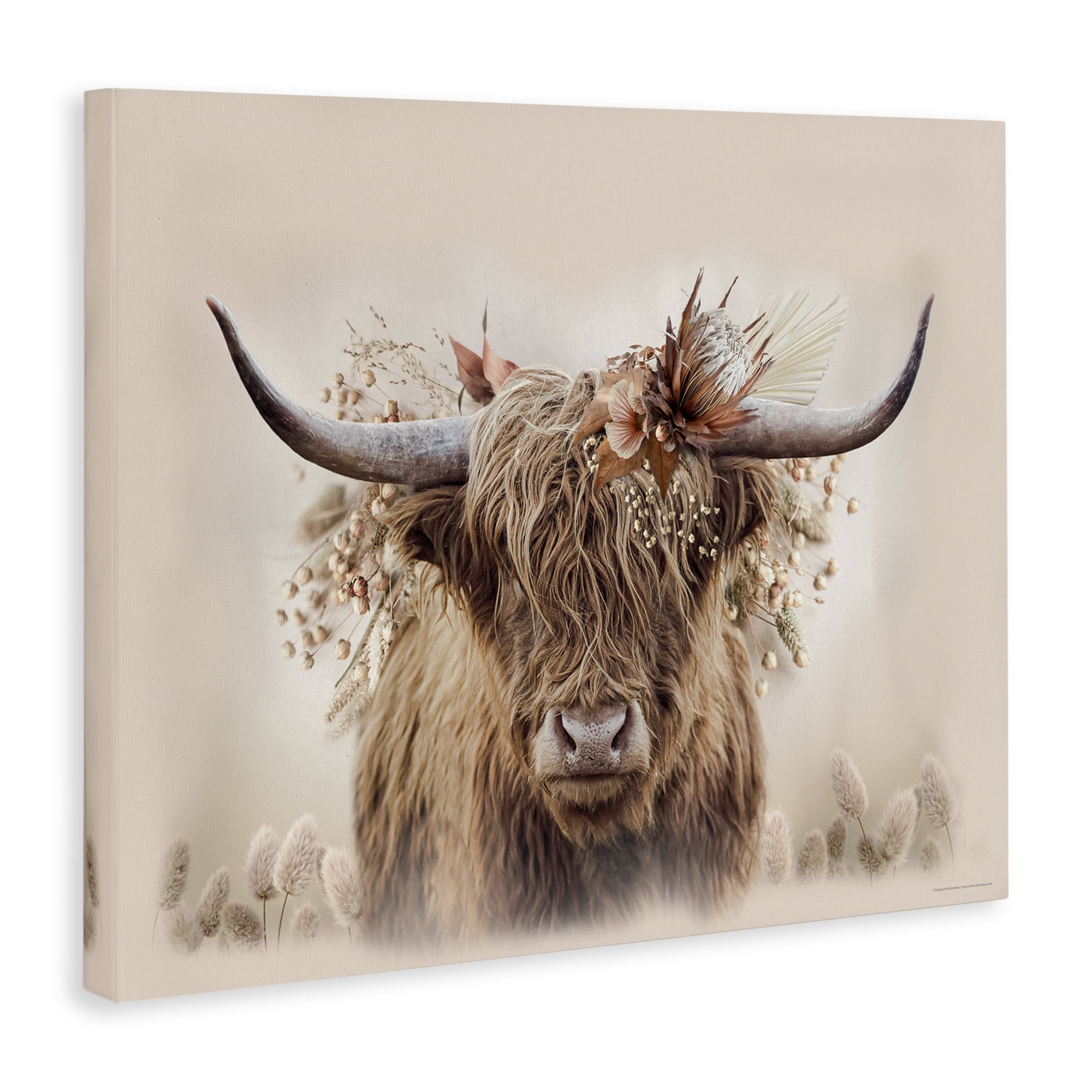 Stupell Industries Peachy Pastel Cattle Animals Painting Wrapped Canvas Art Print Wall Art, 48 x 36