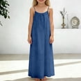 thumbnail image 2 of oqasdz Dresses for Girls Sleeveless Backless Solid Color Casual Loose Fit Home Wear Summer Toddler Kids Pageant Prom Dress, 2 of 6