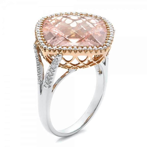 14k Rose Gold Plated Champagne Cubic Zirconia Ring