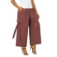 thumbnail image 5 of Hvogkswy Cargo Capri Pants for Women Summer Casual High Waist Wide Leg Capris Loose Fitted Multi Pockets Outdoor Hiking Pants, 5 of 7