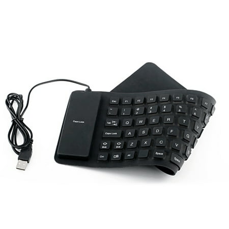 HDE Wired USB Spillproof Roll Up Portable Folding Pocket Silent Typing Silicone (Best Silent Keyboard For Typing)