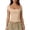 Beige, variant on Women's Square Neck Short Sleeve Double-Layer Tops Basic Slim Fit Going Out T Shirt Green L