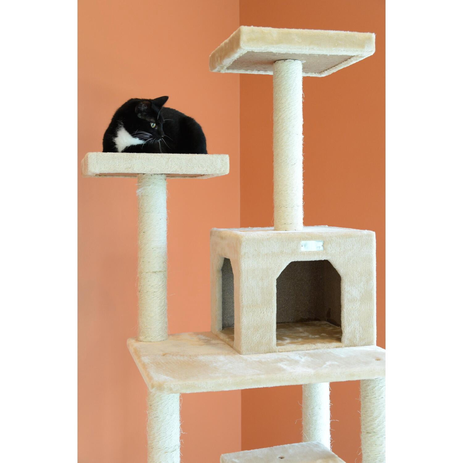 GleePet 74"real wood Cat Tree GP78740821 Beige 7 Levels