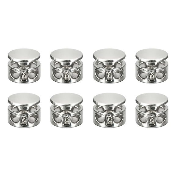 Uxcell 8Pack Metal Cord Locks, 3mm Double Hole Toggle Spring Stop Cord Locks End Fastener Slider, Silver White