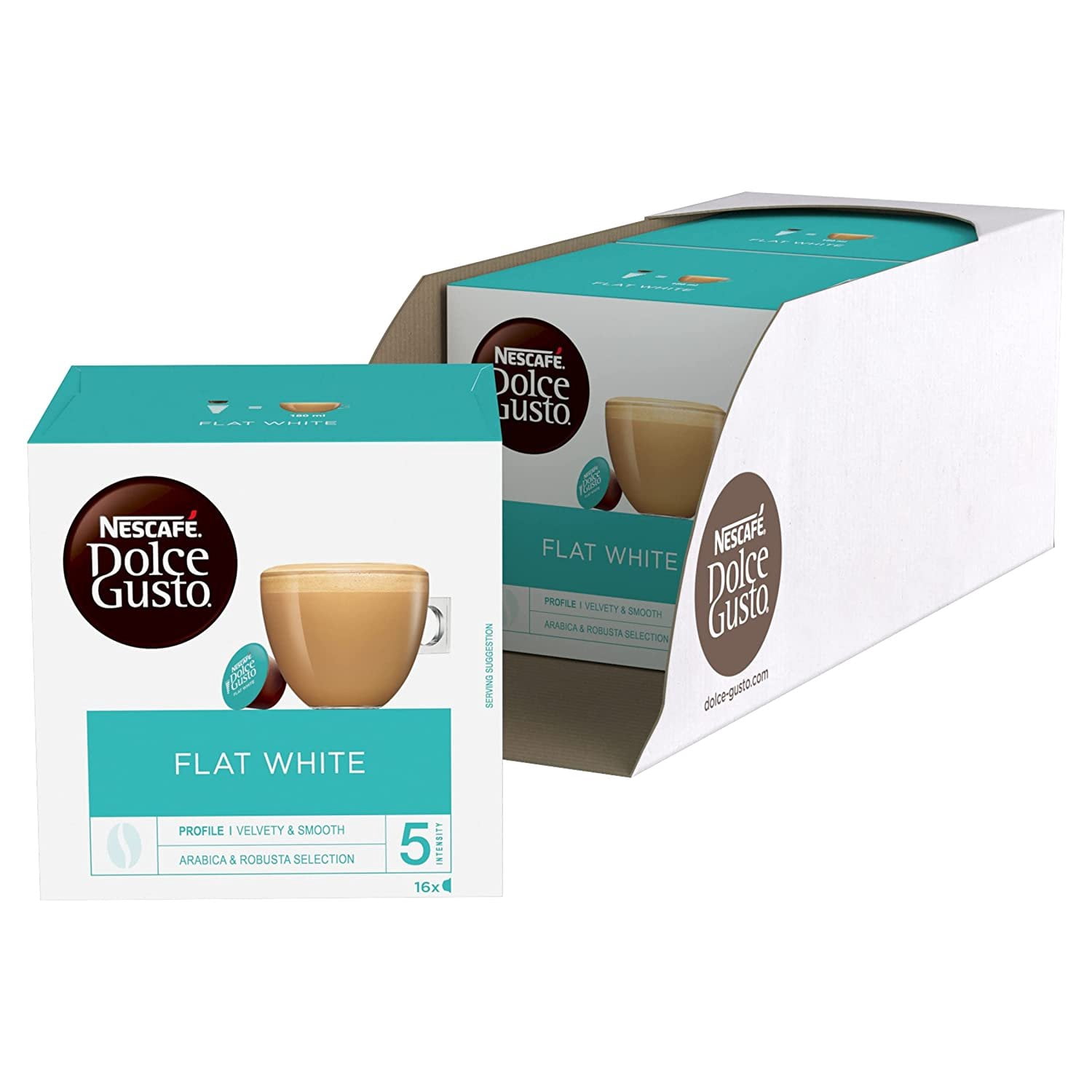 Nescafe Dolce Gusto Flat White Coffee Pods, 16 Pack Capsules, 187g