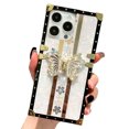 thumbnail image 1 of Funda compatible con iPhone de 16 a 6,1 pulgadas con purpurina de lujo, diseño de mariposa, plegable, con soporte, suave, con efecto espejo de policarbonato, antideslizante, para mujeres y niñas, 1 of 6