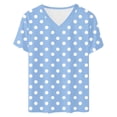 thumbnail image 5 of Summer Blouses for Women Polka Dot Print Shirt Short Sleeve V Neck Tshirts Trendy Dressy Casual Tops Blusas Mujer Basicas, 5 of 5