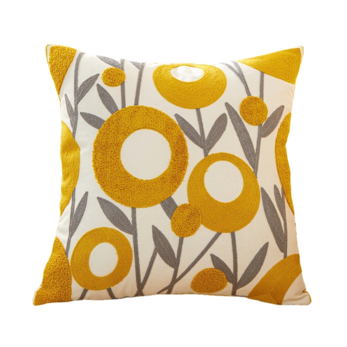 Spring Silver Yellow Floral Pillow Covers Rustic Arts Flower Decorative Throw Pillow Cases Outdoor Farmhouse Decor