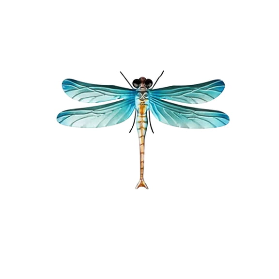 Metal Wall Art, Zzbeans Colorful Dragonfly Garden Decor, Iron Outdoor Hanging Sculpture for Patio Balcony Courtyard Decoration, Blue