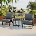 thumbnail image 3 of COOS BAY Iron Luxe Modern 3 PCE Outdoor Bistro Set, Aluminum Patio Sofa Set Patio Chairs and Side Table, Black/Gray, 3 of 9