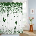 thumbnail image 4 of Shower Curtain Butterfly Leaf Shower Curtains for Bathroom Decor, Waterproof Polyester Shower Curtain Set with Hooks, Small Stall Size 36" x 72" Green Plant Silhouette, 4 of 9