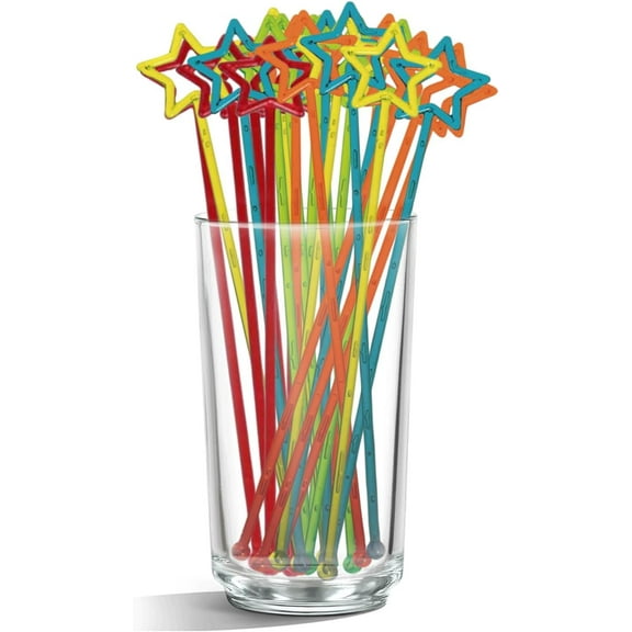 Star Head Stirrer Disposible Plastic Round Top Crystal Swizzle Sticks,Crystal Cake Pops, Cocktail Coffee Drink Stirrers 30 Pieces(Multicolor)