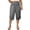 Gray, variant on Womens Solid Linen Blend Smocked High Waist Capri Pants Dual Side Hand Pockets Side Slit Loose Fit Lightweight Casual Cropped Trousers