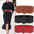 thumbnail image 2 of Racing Butterfly Womens Ladies Faux Leather Wide Stretch Elastic Buckle Cinch Waist Wide Belts, 2 of 8