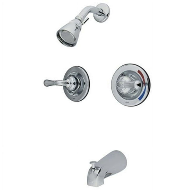 Kingston Brass Kb671 Twin Handles Pressure Balanced Tub And Shower Faucet With Volume Control - Polished Chrome Finish