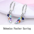 thumbnail image 4 of Diseño original 925 Sterling Silver Drop Hoop Aretes de mujer Cubo de circón Corazón pequeño en forma de U Feathe Pendientes de lujo para mujeres Regalos, 4 of 4