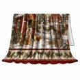 thumbnail image 2 of Snowy Farm Red Shed Cardinal Rustic Winter Scene, Festive Holiday Scene, Warm Flannel Blanket for Ranch House and Living Room, Horse Lovers Housewarming Gift, Rustic Home Decor, 2 of 9