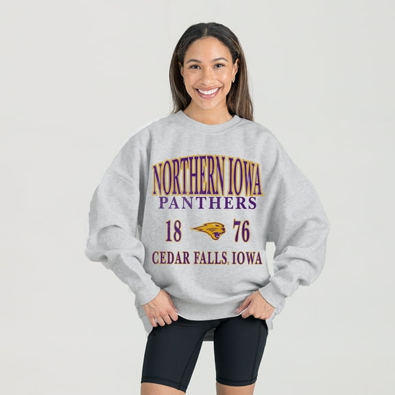 Women's Gameday Couture Ash Northern Iowa Panthers Premium Fleece Pullover Sweatshirt
