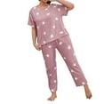 thumbnail image 4 of Women's Plus Size Print Pajama Set Short Sleeve Tee With long Pants 1XL, 4 of 4