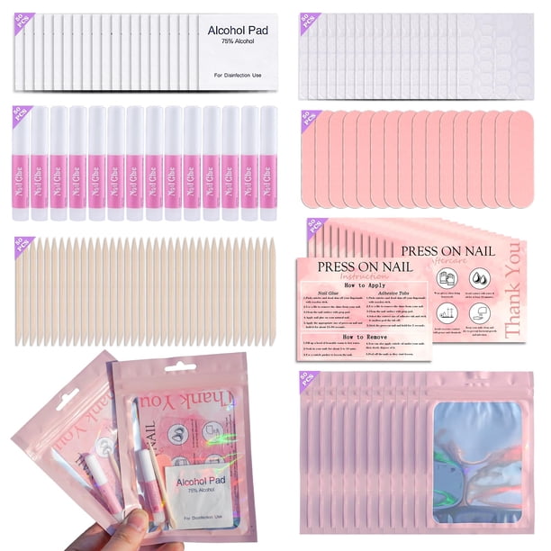 Kits de suministros desechables para uñas Uyolaxed con lima de uñas y pegamento