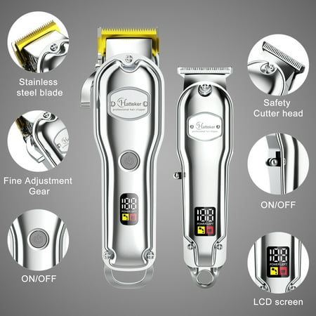 Hatteker Hair Clipper for Men Professional Hair Cutting Kit with T-Blade Trimmer Rechargeable