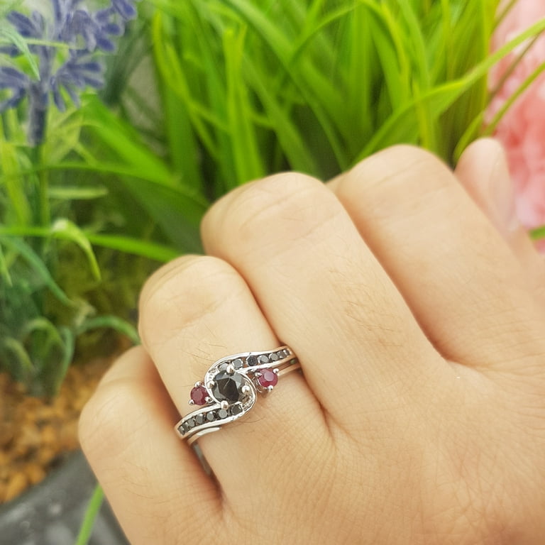 Ruby and black diamond deals ring