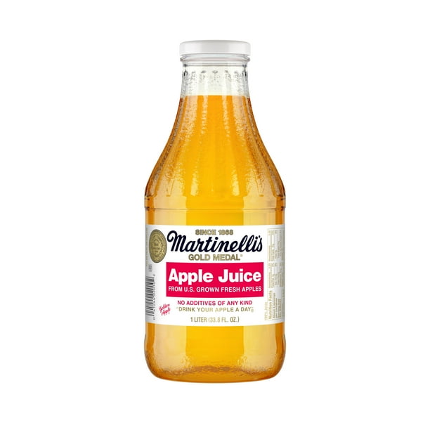 Martinelli's Gold Medal 100 Apple Juice, MultiServe Glass Bottle, 1 Liter