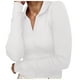 thumbnail image 5 of Camiseta de manga larga con escote en V profundo para mujer - Top ajustado con fruncidos laterales para otoño/invierno, mezcla de poliéster elástico (S-XL), 5 of 8
