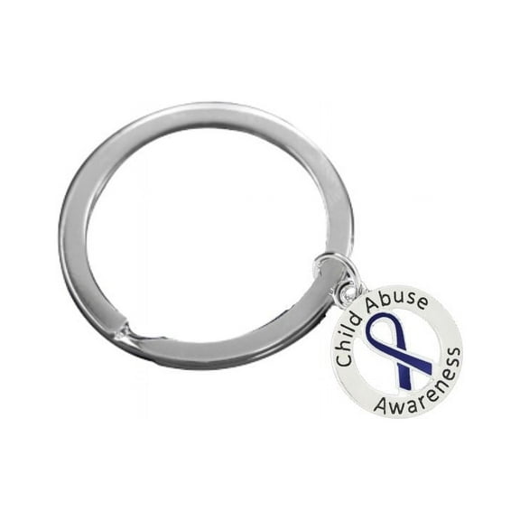 Round Child Abuse Awareness Split Style Keychains