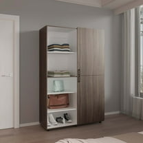 DEPOT E-SHOP DE-CMB11834 Brewster Wardrobe, 2 Doors, 6 Legs, 5 Shelves, Gray Walnut