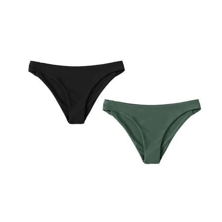 ZHENHONG Womens Underwear Briefs Women s Bikini Bottoms High Cut Swimsuit Bottom Solid Color Mid Waist Swim Bottoms Pack Of 2