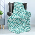 thumbnail image 4 of Turquoise Soft Flannel Fleece Blanket, Quills Design Bird Feathers Abstract Animal Elements Nature Inspired, Cozy Plush for Indoor and Outdoor Use, 60" x 80", Turquoise White Beige, by Ambesonne, 4 of 5