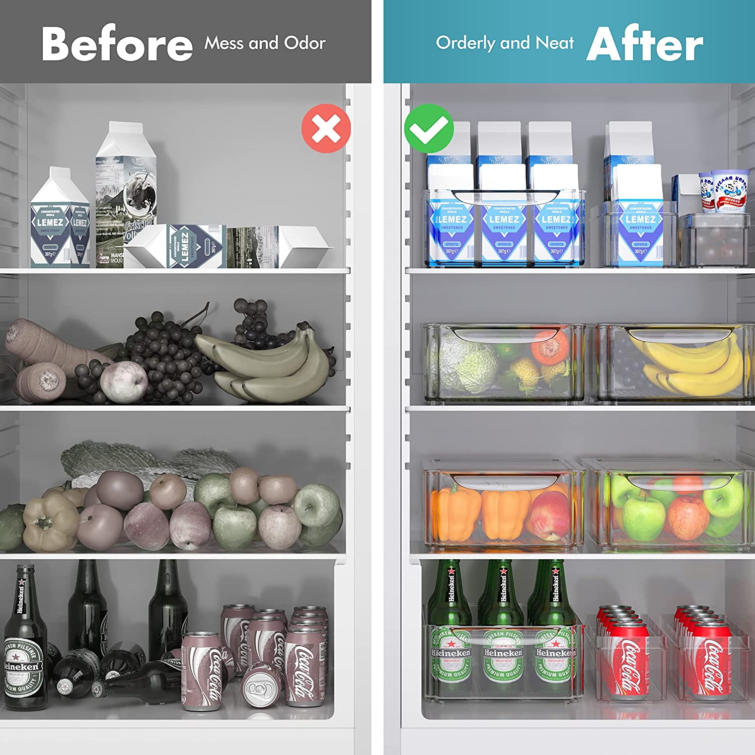 14 Poubelles De Réigérateur Empilables De Réigérateur Avec Les